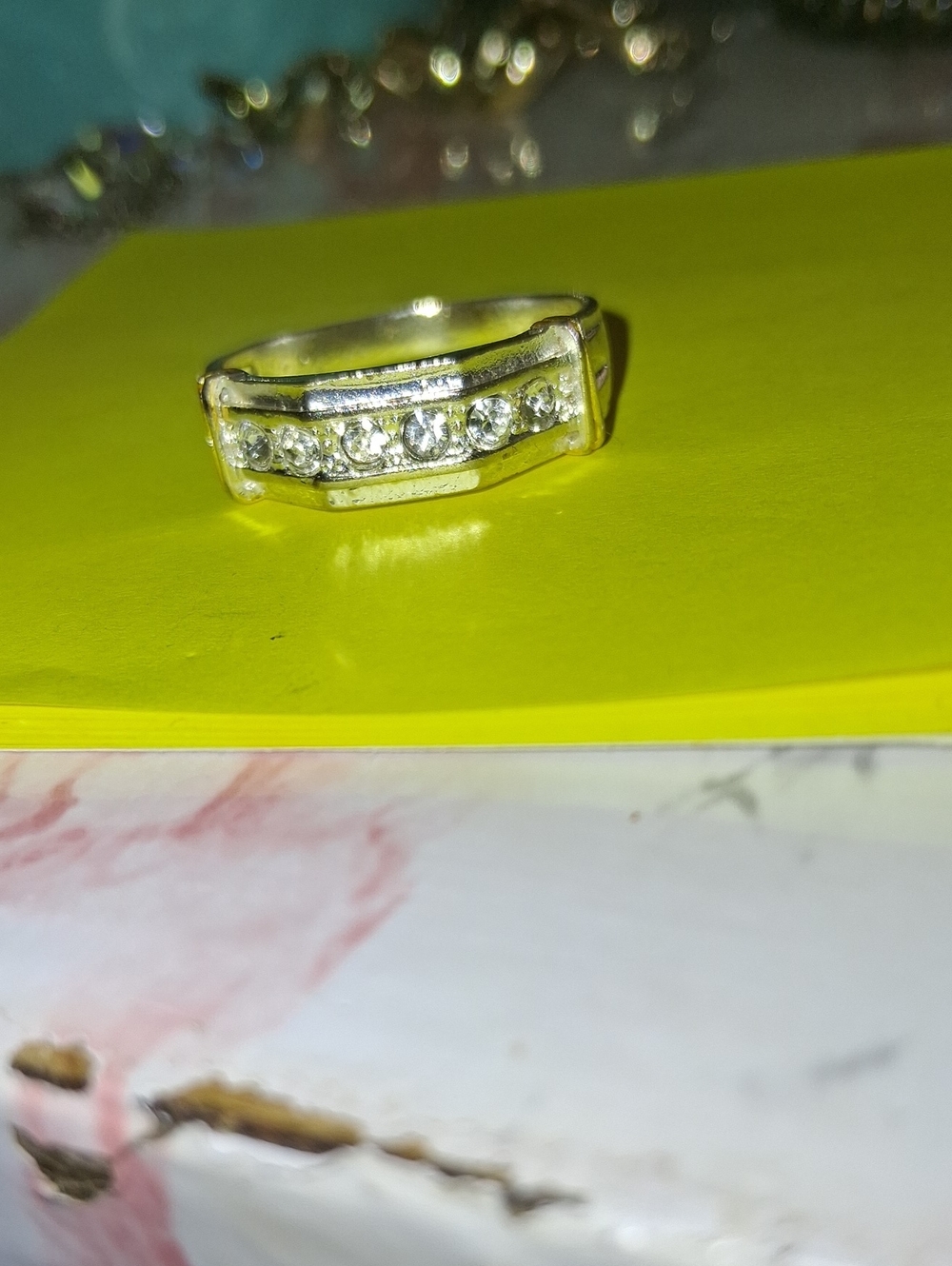 Sterling Silver Some Gold Cubic Zirconia Band Ring - Silver